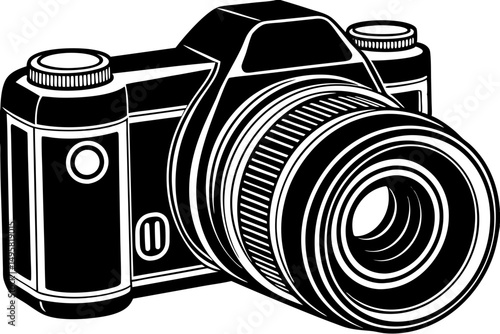 Realistic DSLR camera drawing in vector format