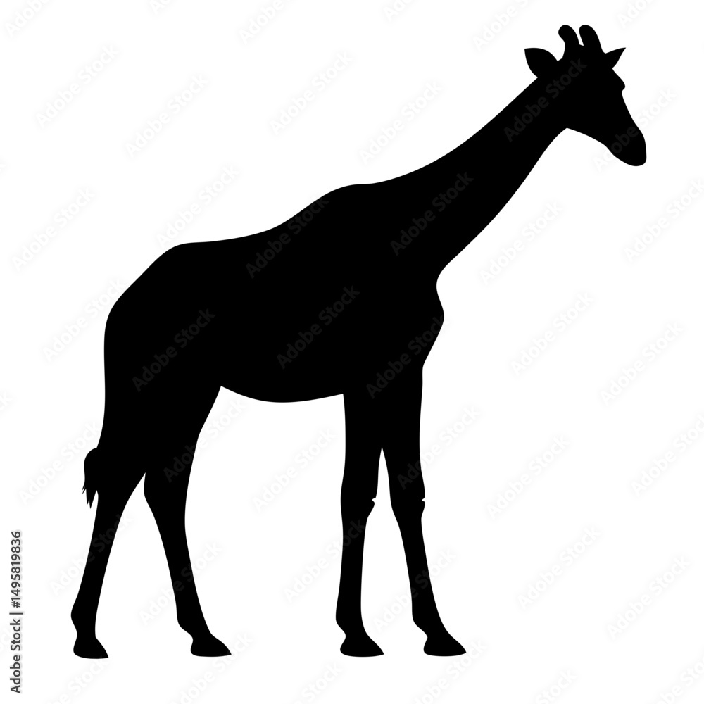 Obraz premium Majestic Giraffe Silhouette Stands Tall Against a Clean White Backdrop