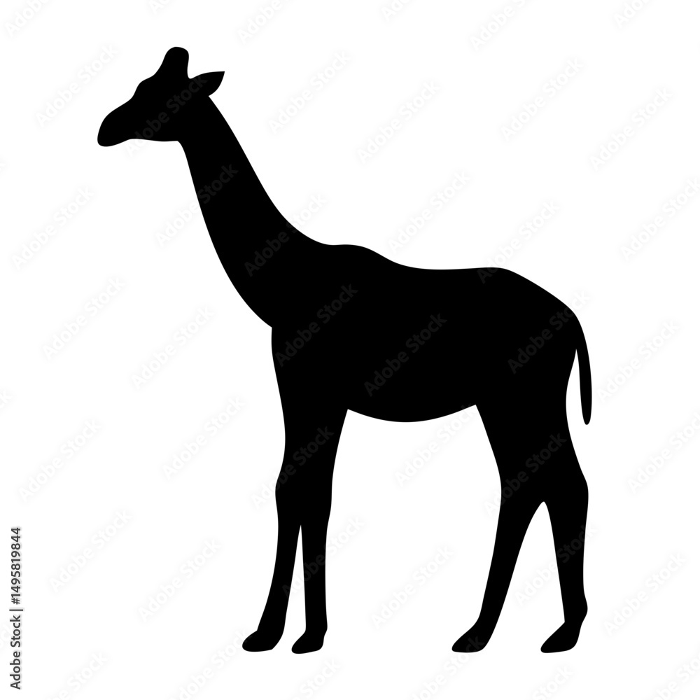 Fototapeta premium Silhouette of a Majestic Giraffe Standing Tall Against a White Background