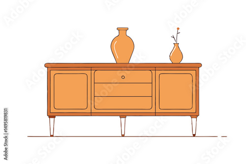 Vintage style vector sideboard with wooden finish