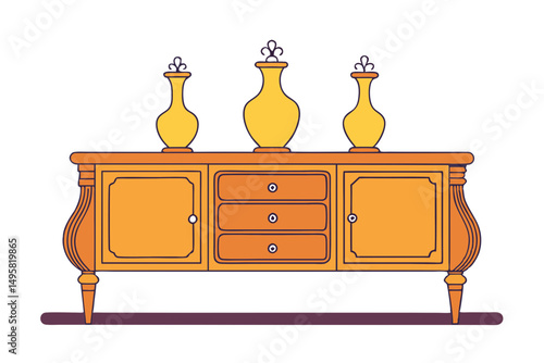 Long wood sideboard vector with smooth texture