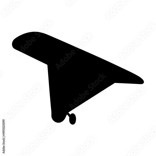 Silhouette of a microlight aircraft with wheels, aviation transportation on white background