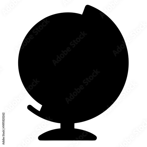 Silhouette of a black terrestrial globe on a stand, a geographical representation