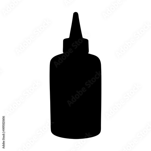 Black silhouette of a squeeze bottle with a tapered dispensing tip