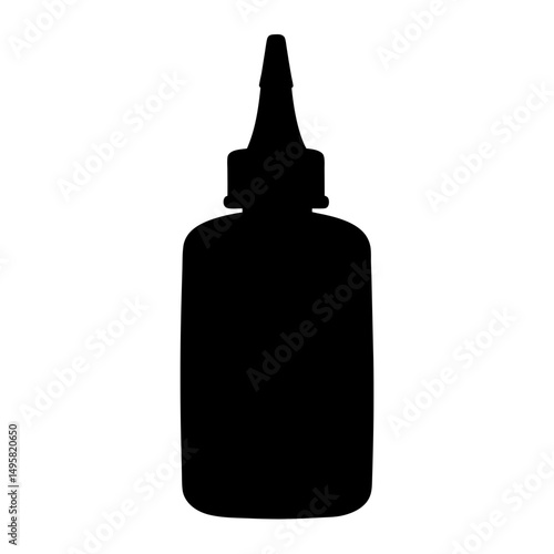 Silhouette of a Plastic Squeeze Bottle with a Spout for Liquid Dispensing