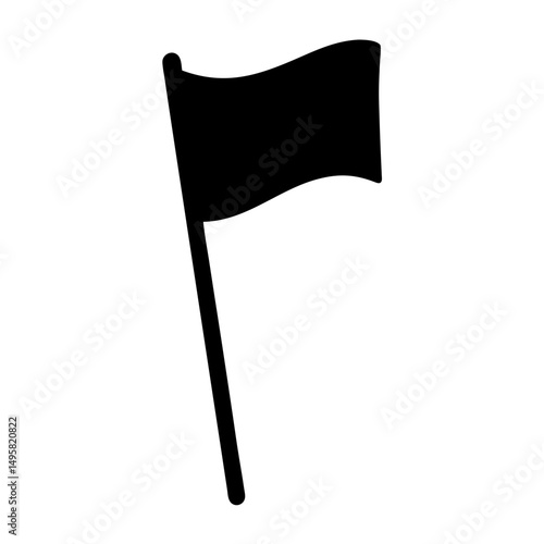A simplistic black flag on a pole waving in the wind beautifully