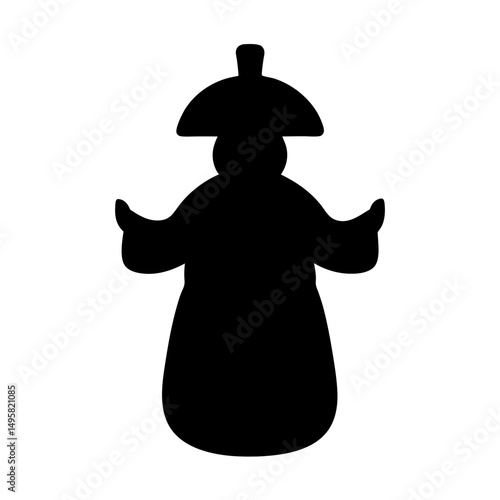 Black silhouette of an ancient Chinese official with traditional hat and robes