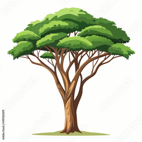 African savanna tree vector illustration on white background