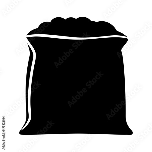 Isolated illustration of a large heavy sack, showing the contents within