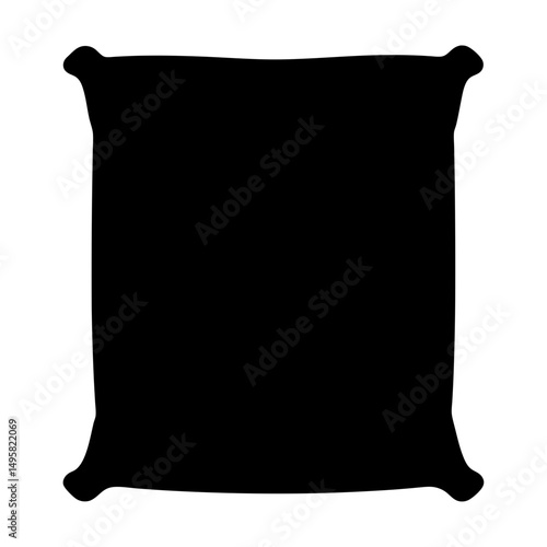 Black and white silhouette of a decorative pillow with curved edges
