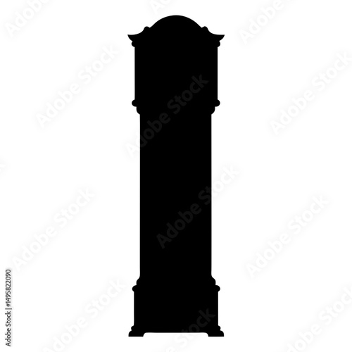 Grandfather clock silhouette on a white background showcases vintage timekeeping