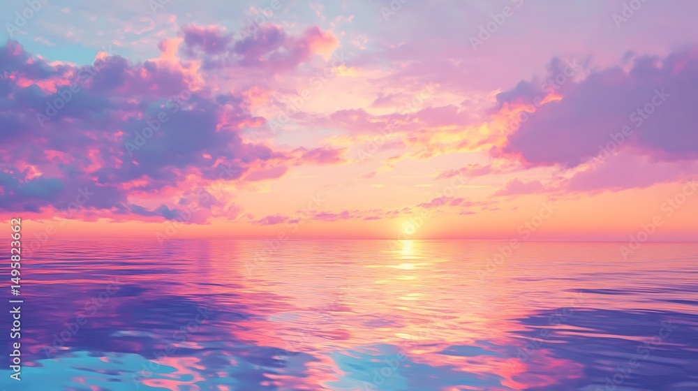 Obraz premium Pink Sunset Ocean Reflection.