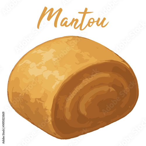 mantou dimsum chinese food in watercolor illustration style, isolated vector on white background