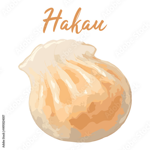 hakau har gow dimsum in watercolor illustration style, isolated vector on white background
