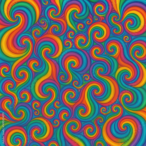 Wallpaper Mural Psychedelic swirl pattern with multicolored spirals and fractal repetition Torontodigital.ca