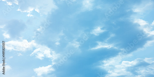 Sunny sky blue light watercolor background. Aquarelle painting brush effect card paper textured canvas cloudy smoke space for text, entertaining card, template. aquamarine color graphics illustration