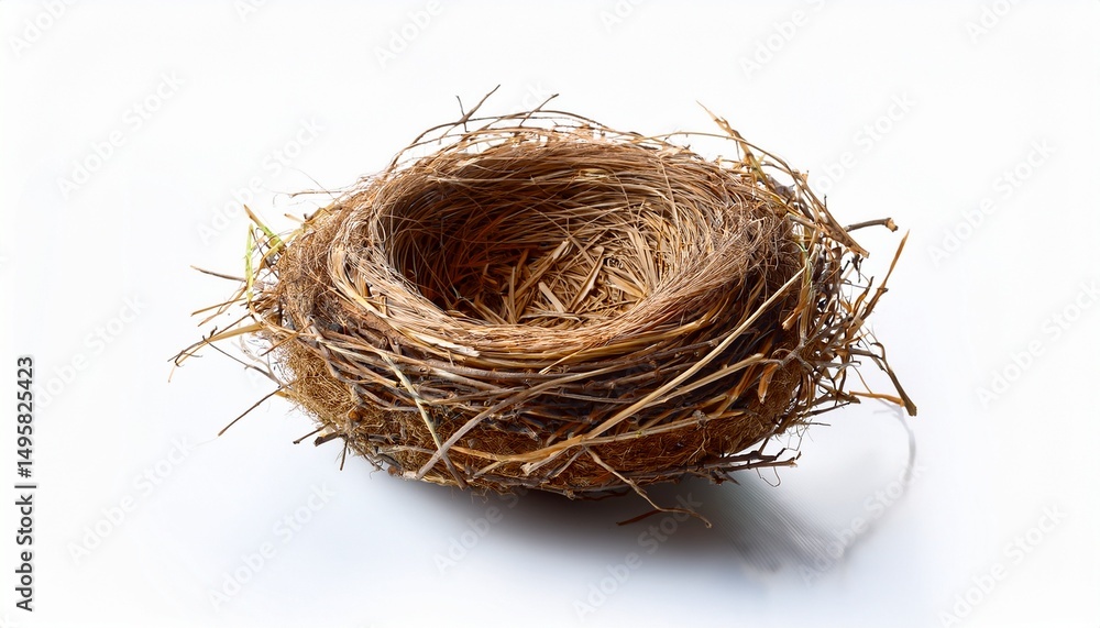 Obraz premium a birds nest isolated on white background concept of object nature for designer