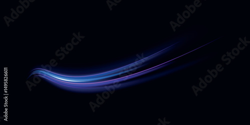 Neon color glowing lines background, high-speed light trails effect. Modern abstract high-speed light motion effect on black background. Light motion effect, slow shutter of traffic.