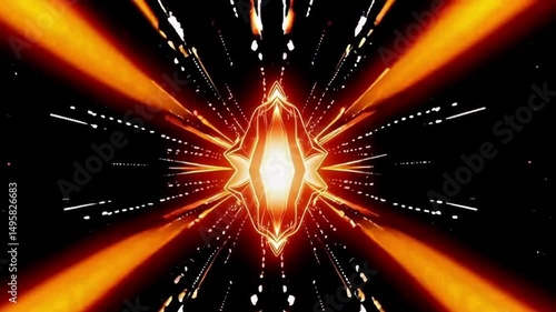 Vibrant Abstract Energy Background: Glowing Orange Geometric Design with Futuristic Motion and Shimmering Cosmic Flare
