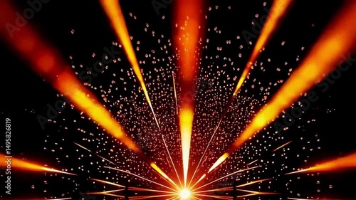 Vibrant Orange Neon Lights & Beams: Dynamic Stage & Concert Visual Effects Background