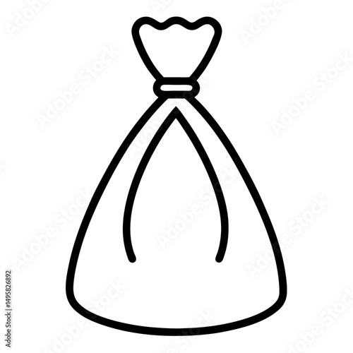 Dust bag line art icon on white background.