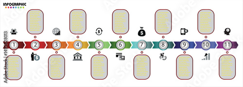  Modern process infographic with numbered steps, icons, and clear visual flow for business presentations and timelines.
