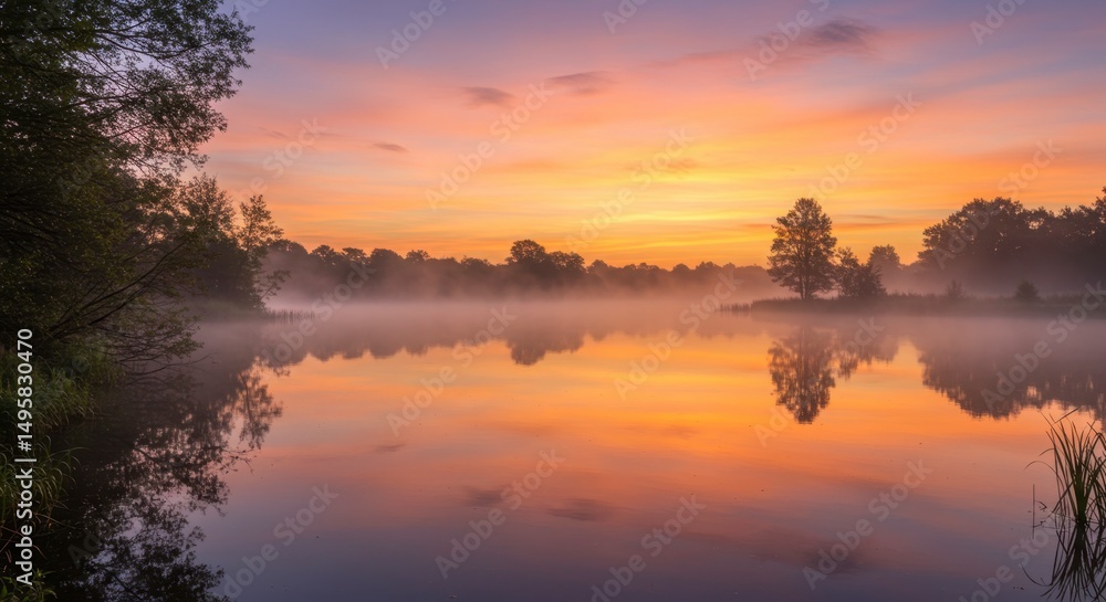 Fototapeta premium Sunrise over calm lake