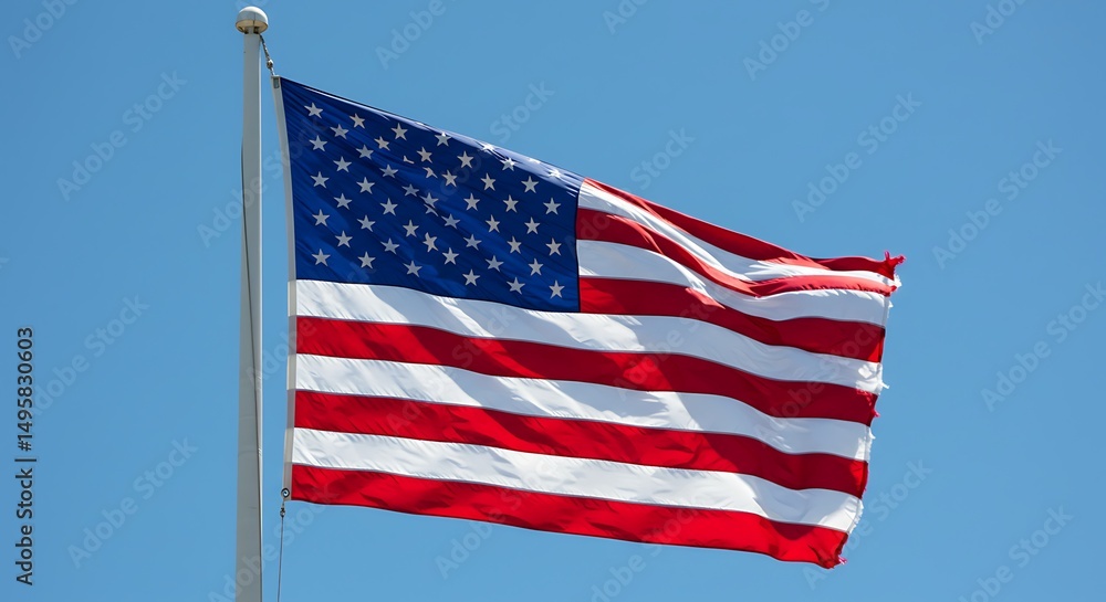 Obraz premium American flag waving proudly in the wind on Independence Day