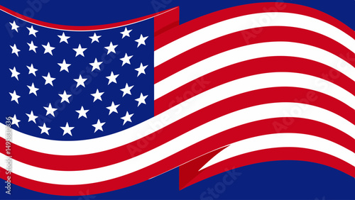 A patriotic American flag illustration waving gracefully evoking freedom and national pride rendered