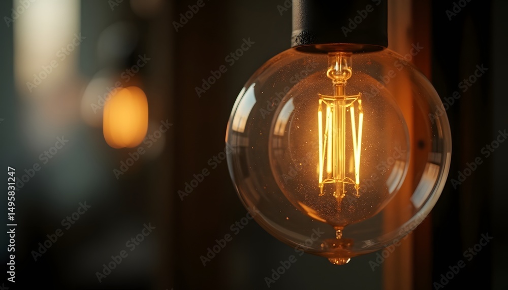 Light Bulb Close Up Glass Sphere Hanging Light Bulb Close Up Glass Sphere Hanging