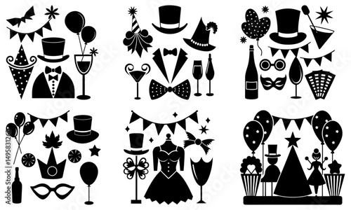 Theme Party Accessories silhouette vector
