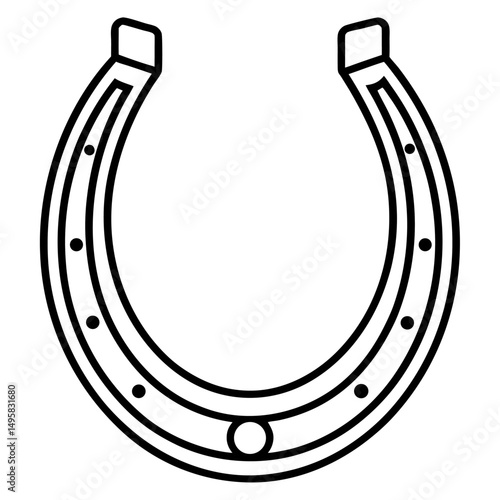 Horseshoe line art icon on white background.