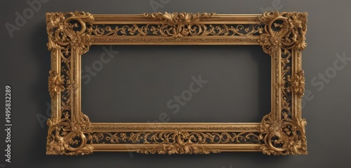 Ornate gold scroll frame, vintage style, royal design , intricate, royal, luxury