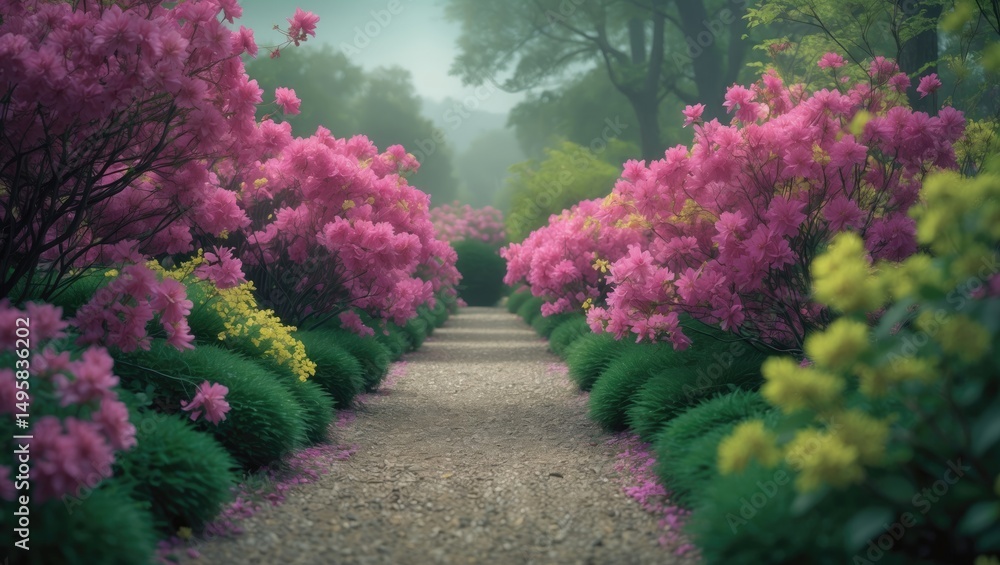 Fototapeta premium Trail in a Garden of Blossoming Azaleas