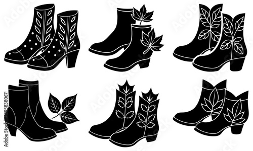 Fall Booties silhouette vector