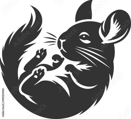 Vector chinchilla silhouette drawing