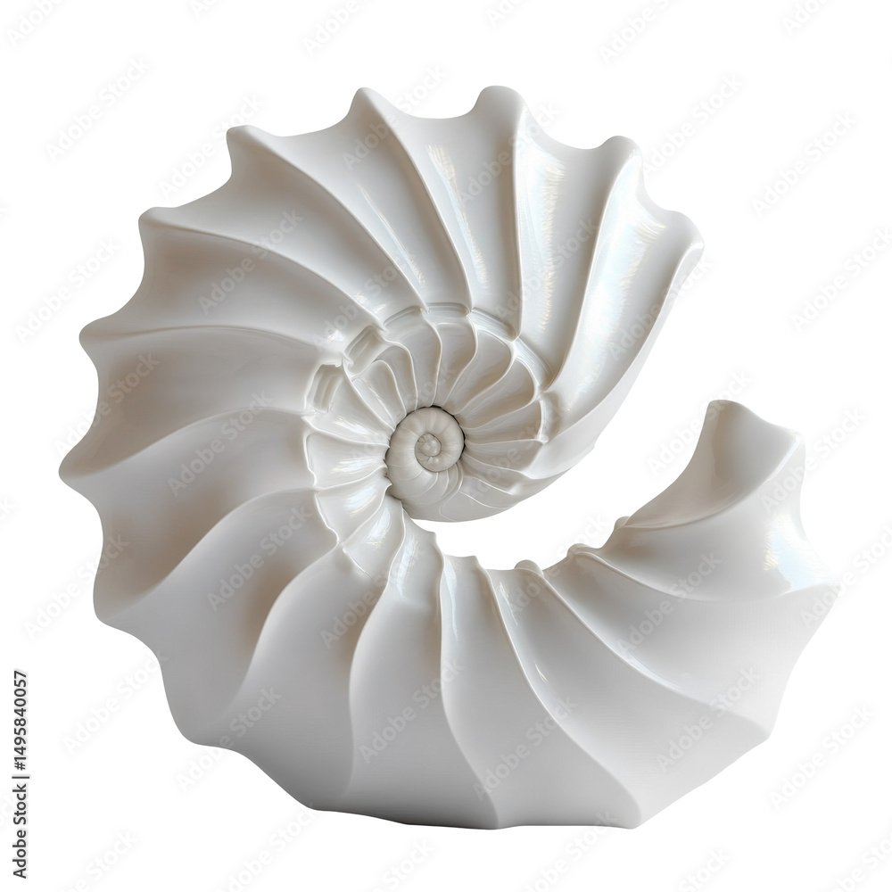 Obraz premium Elegant White Nautilus Shell Sculpture for Home Decor and Natural Aesthetic on transparent background