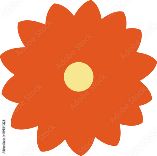 Orange Bloom Flower Illustration / 주황색 활짝 핀 꽃 일러스트