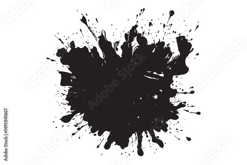 Vector art of Black ink splatter isolated on white background
