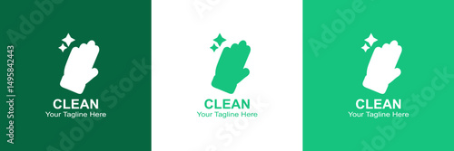 Glove and Sparkle Logo – Sanitary Cleaning Logo with Hygiene Touch