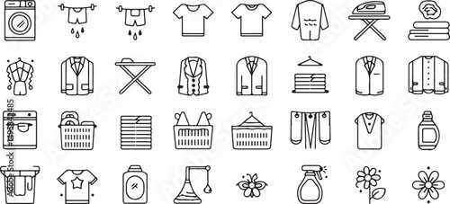 Laundry Day Line Icons Collection for Web and App Design