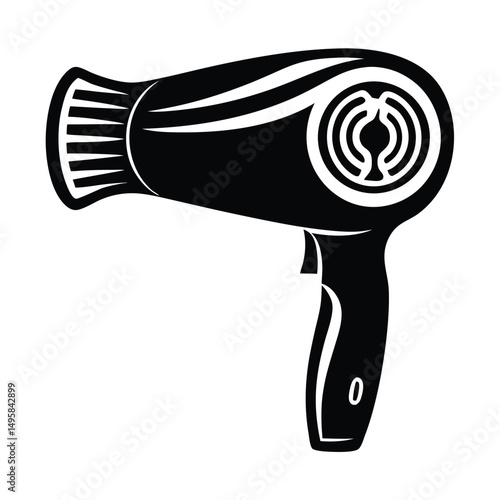 Hair dryer for drying hair icon silhouette vector illustration, Hair dryer icon, Vector, Flat design, Isolated