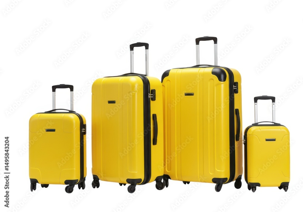 Yellow luggage set for travel isolated on white background Yellow luggage set for travel isolated on white background