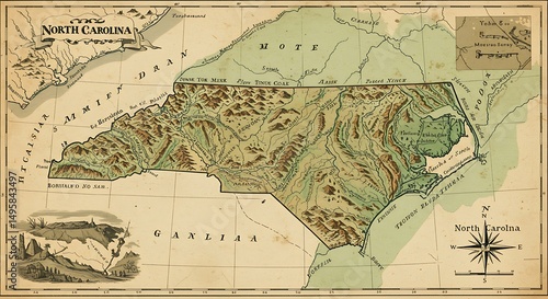 North Carolina Antique Map