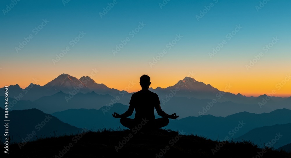 Sunrise meditation in mountains Sunrise meditation in mountains
