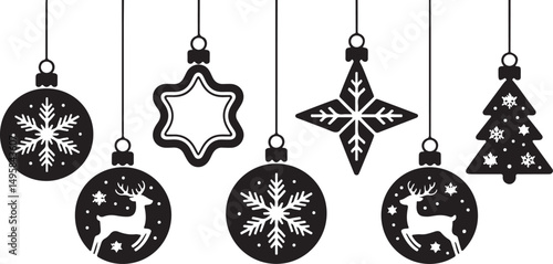 Black and White Christmas Ornaments Hanging Decorations