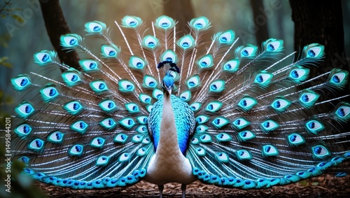 Peacock with its feathers fully spread