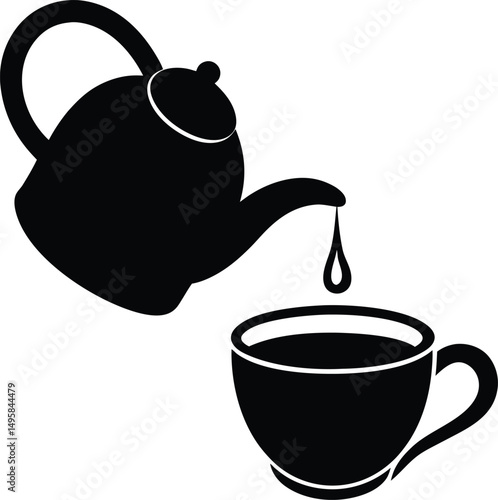 teapot and cup vector 