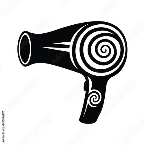 Hair dryer for drying hair icon silhouette vector illustration, Hair dryer icon, Vector, Flat design, Isolated