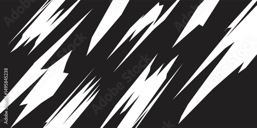 Abstract black and white background with spikes and zigzag line pattern